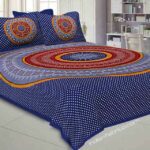 Traditional Sanganeri Bandhej Print Blue Color Pure Cotton Double Bedsheet