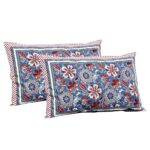 Awesome Mausam Blue Flower Print Pure Cotton Double Bedsheet