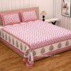 Beautiful Pink Base Floral Print Double Bedsheet