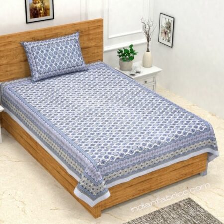 Ethnic Jaipuri Charm Blue Single Bed Sheet