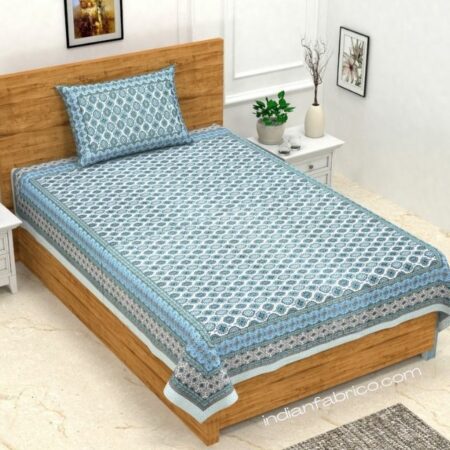 Ethnic Jaipuri Charm Green Single Bed Sheet