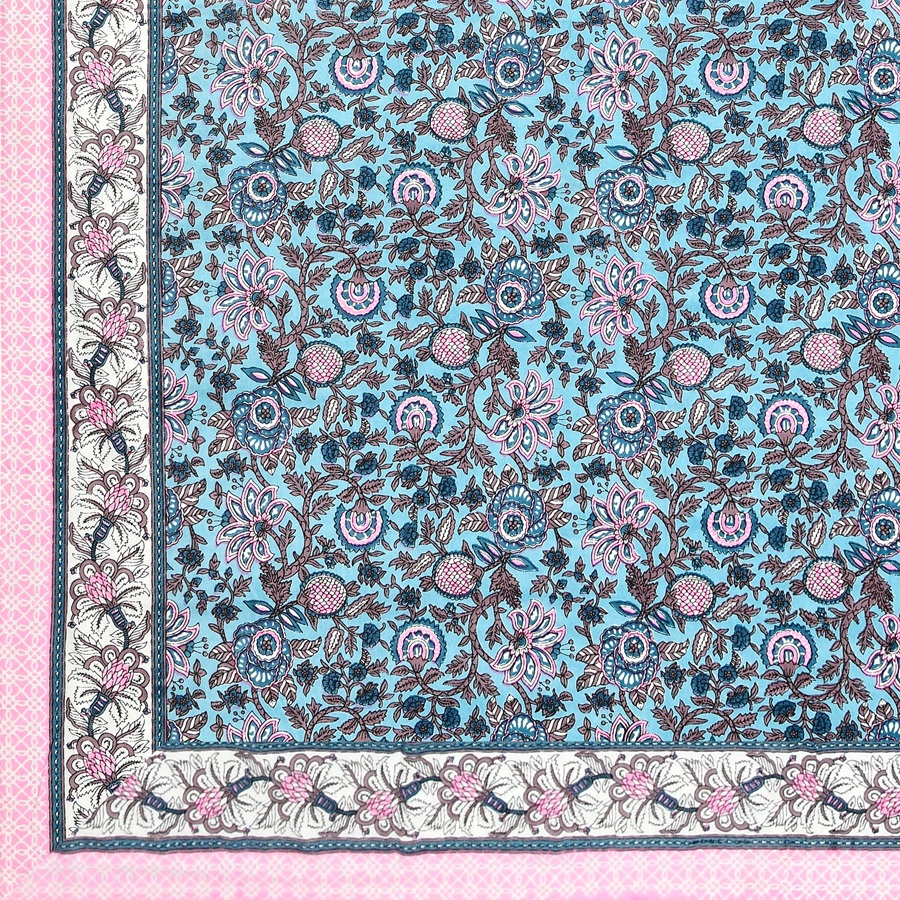 Ethnic Jaipuri Charm Pink Double Bed Sheet Closeup Ethnic Jaipuri Charm Pink Double Bed Sheet Closeup