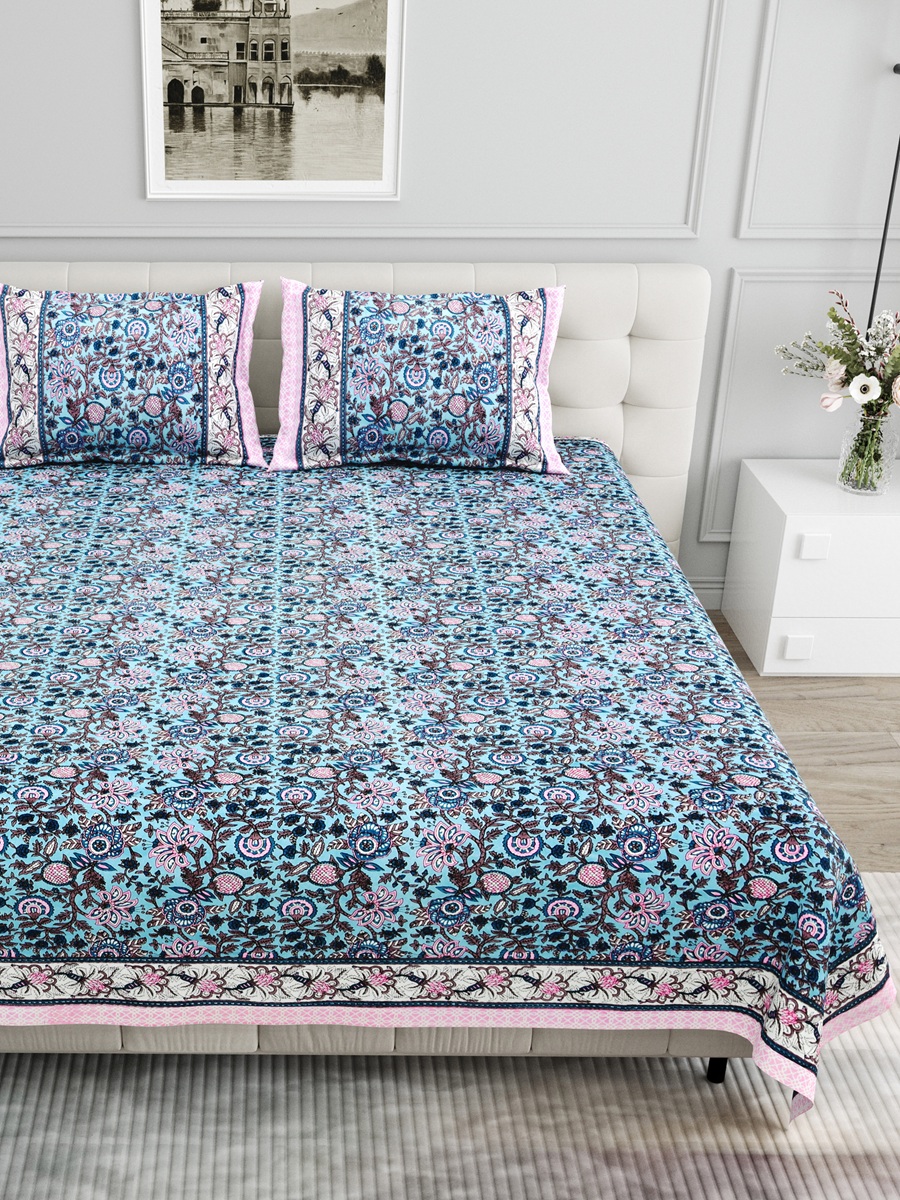 Ethnic Jaipuri Charm Pink Double Bed Sheets