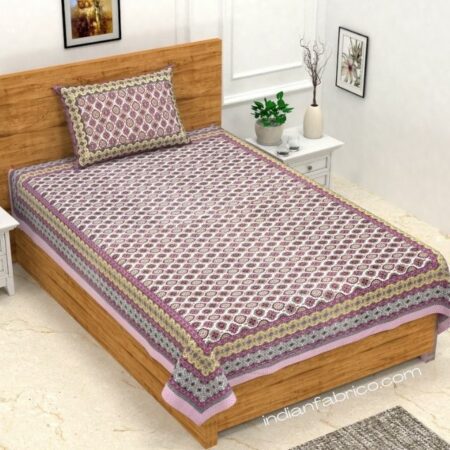 Ethnic Jaipuri Charm Pink Single Bed Sheet