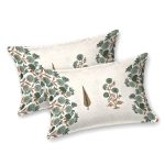 Green Block Print Pure Cotton Double Bedsheet with Two Pillow Covers