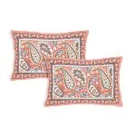 Red Paisley Floral Diwan Size Bedsheet with 2 Pillow Covers