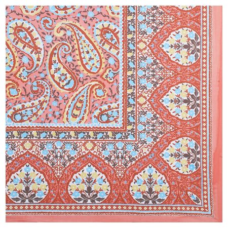 Red Paisley Floral Diwan Size Bedsheet with 2 Pillow Cover