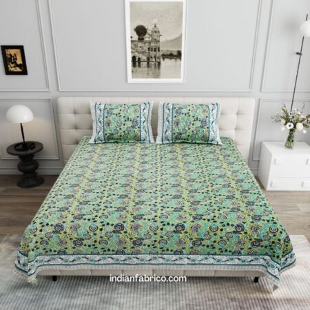Awesome Mausam Grey Flower Print Pure Cotton Double Bedsheet
