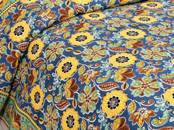 Awesome Mausam Yellow Flower Print Pure Cotton Double Bedsheet Sideview