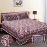 Beautiful Pink Floral Print Double Bedsheet