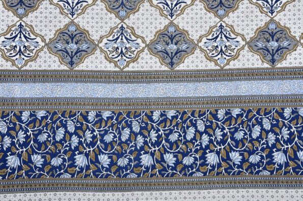 Ethnic Jaipuri Blue Flower Print King Size Bedsheet Sideview