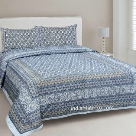 Ethnic Jaipuri Charm Blue Double Bed Sheet
