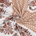 White Base Red Floral Paisley Pattern King Size Bedsheet (108×108)