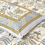 Artistic Modern Yellow Jaipuri Print Double Bedsheet