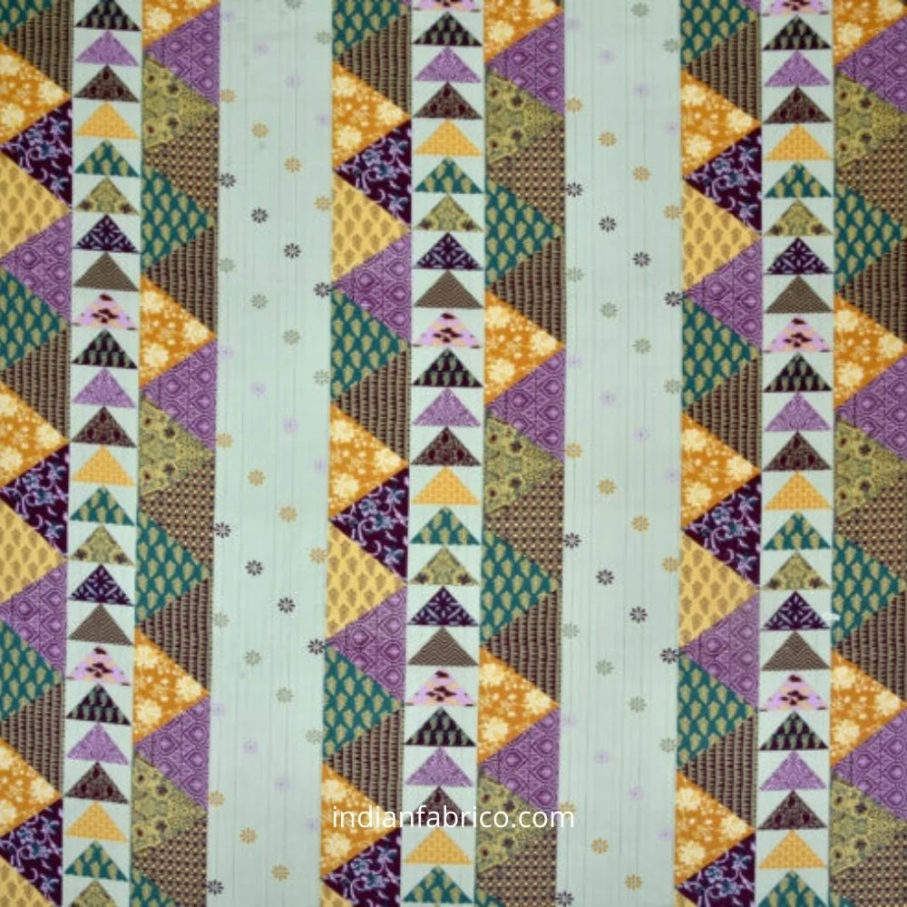 Barmeri Print Pista Green Patchwork Design King Size Bedsheet Fullview