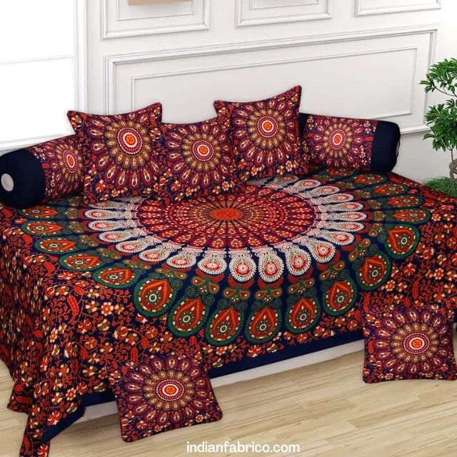 Colorful Mandala Tapestry Diwan Set Colorful Mandala Tapestry Diwan Set