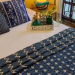 Indian Fabrico Indigo Dark Blue Wave Shape Pure Cotton Reversible Double Bed Dohar
