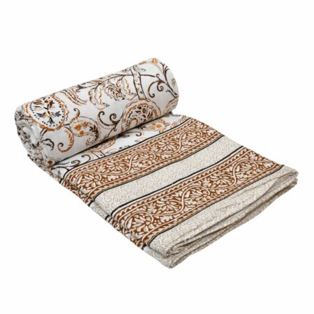 Paisley Floral Grey Border Pure Cotton Double Bed Dohar Roll