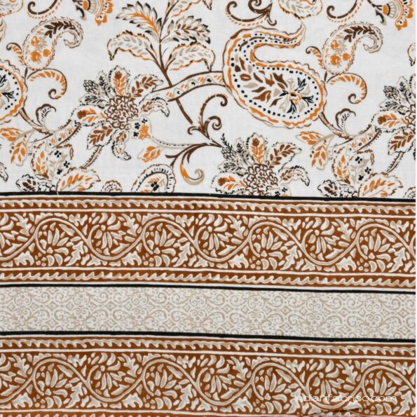 Paisley Floral Grey Border Pure Cotton Double Bed Dohar Sideview