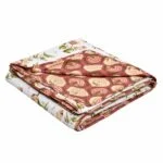 White Base Orange Flower Motif Pure Cotton Reversible Single Dohar