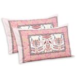 Artistic Modern Pink Cream Jaipuri Print Double Bedsheet