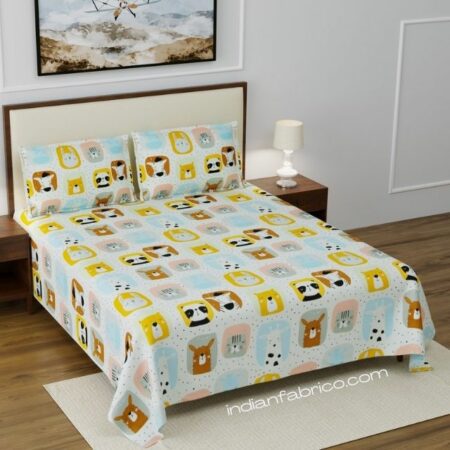 Cutest Kids Supersoft Double Bedsheet with 2 Pillow Covers