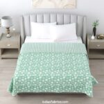 Green Flowers Bunch Pure Cotton Reversible Double Bed Dohar