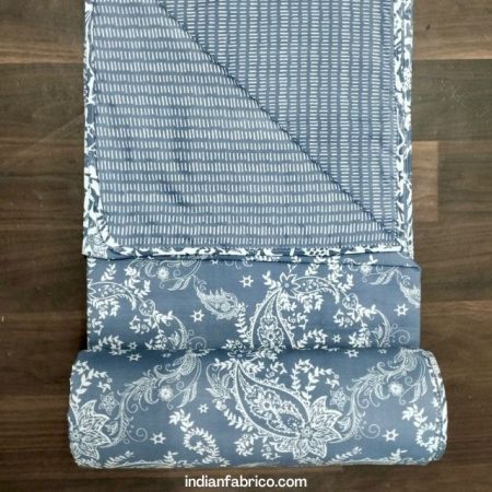 Grey Flower Reversible Pure Cotton Double Bed Dohars