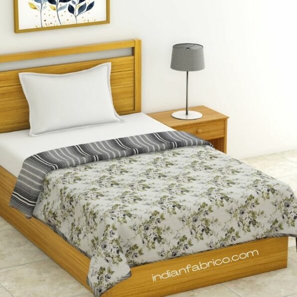 Indian Fabrico Flowers Bunch Pure Cotton Reversible Single Bed Dohar