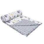 Indian Fabrico Grey Flower Reversible Pure Cotton Double Bed Dohar