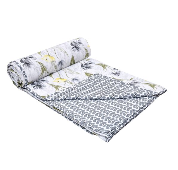 Indian Fabrico Grey Flower Reversible Pure Cotton Bed Dohar