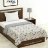 Grey Flower Reversible Pure Cotton Single Bed Dohar