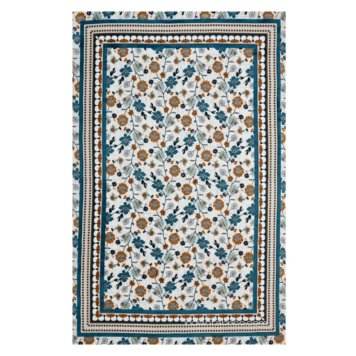 Jaipuri Brown Floral Print Single Bedsheet Fullview