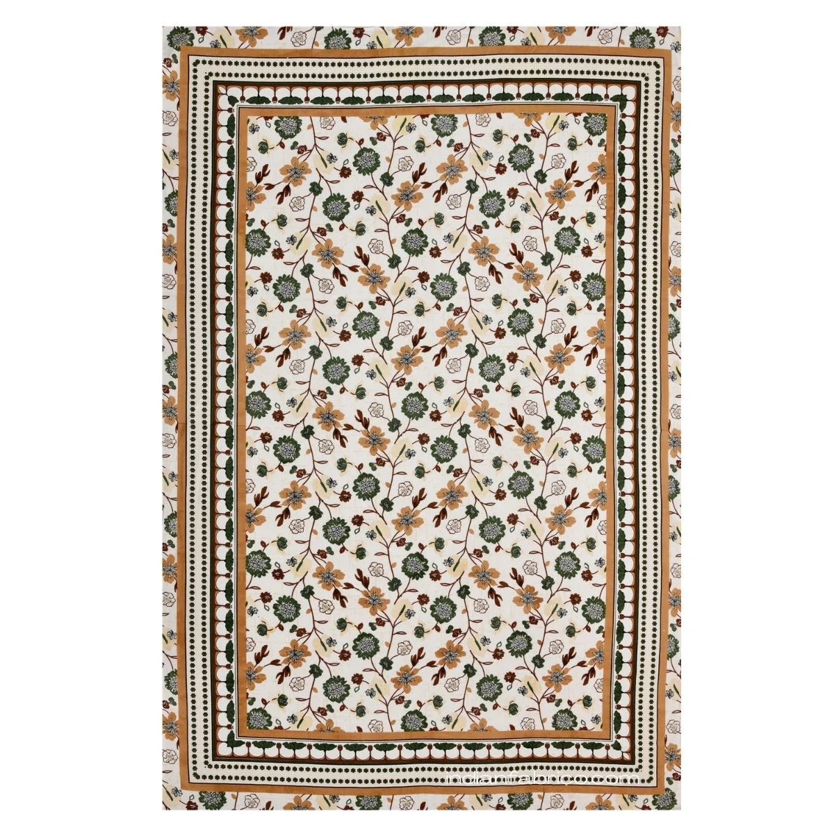 Jaipuri Green Floral Print Single Bedsheet Full