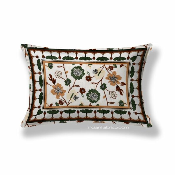 Jaipuri Green Floral Print Single Bedsheet Pillow