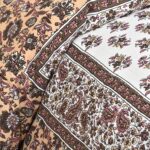 Indian Fabrico Brown Floral Print Cotton Double Bed Sheet