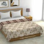 Dark Brown Flowers Bunch Pure Cotton Reversible Double Bed Dohar