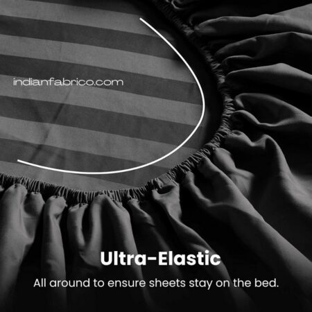 Fitted Bedsheet - Solid Dark Black Satin Pure Cotton King Size Sheets edges