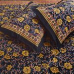 Dark Black Base Brown Floral Double Bedsheet