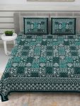 Indigo Jaipuri Dark Green Floral Jaal Print Double Bedsheet