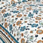 Jaipuri Brown Floral Print Double Bedsheet with Two Pillow Covers
