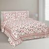 Jaipuri Pink Floral Print Double Bedsheet with Two Pillow Covers