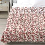 Pink Flowers Bunch Pure Cotton Reversible Double Bed Dohar