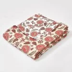 Pink Flowers Bunch Pure Cotton Reversible Double Bed Dohar