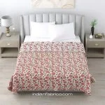 Pink Flowers Bunch Pure Cotton Reversible Double Bed Dohar