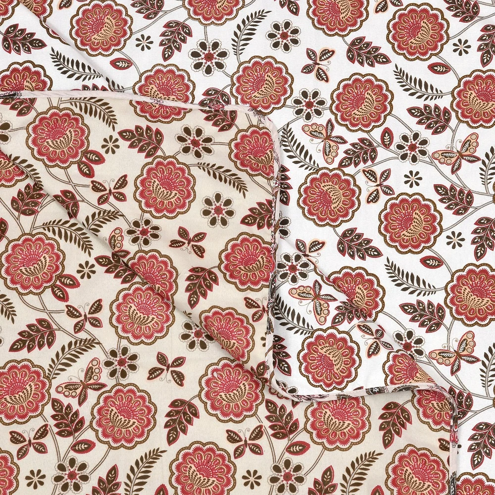 Pink Flowers Bunch Pure Cotton Reversible Double Bed Dohar Backside Pink Flowers Bunch Pure Cotton Reversible Double Bed Dohar Backside