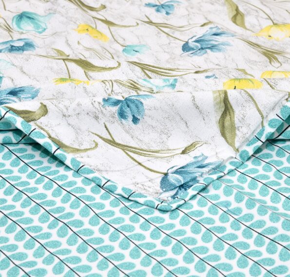 Yellow Flower Reversible Pure Cotton Double Bed Dohar Closeup
