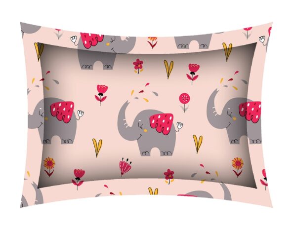 Fitted Sheet – Kids Baby Elephant Peach King Size Fitted Bedsheet Pillow Covers