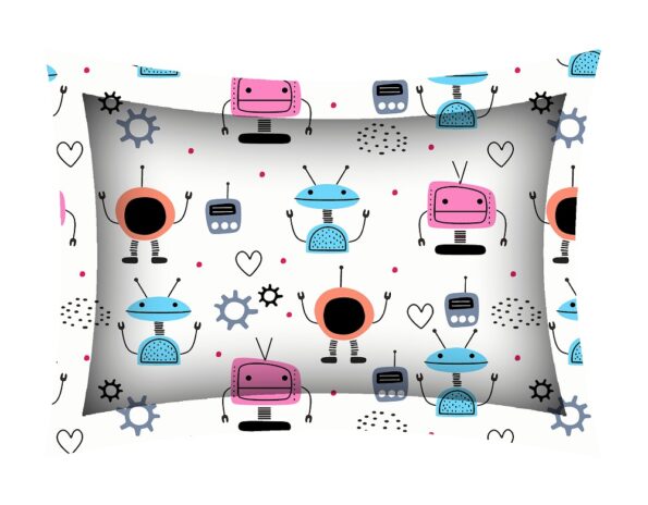 Fitted Sheet – Kids Colorful Robotics King Size Fitted Bedsheet Pillow Covers