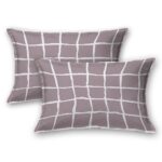 Grey Squares Mauve Satin Cotton King Size Bedsheet with Two Pillow Covers